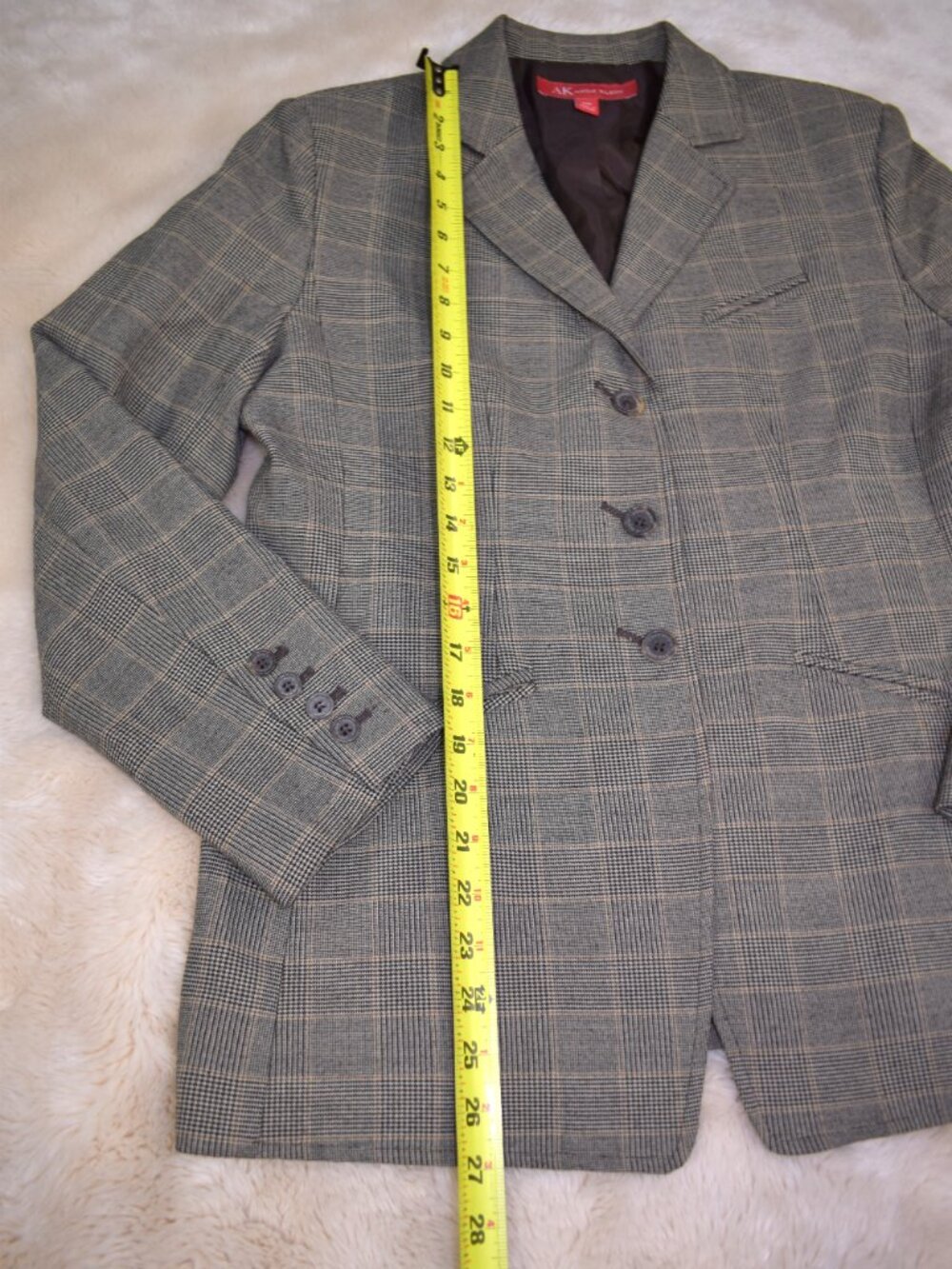 Anne Klein Beige Plaid Blazer Jacket Petite Size 10 Tailored Career Classic Chic - Picture 13 of 15